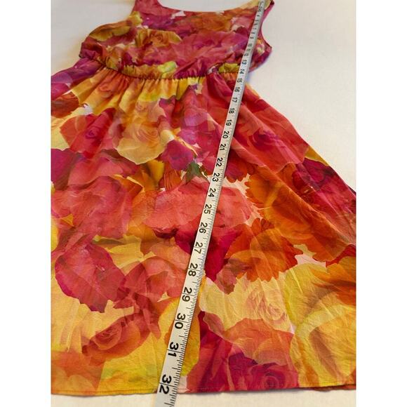 Alice + Olivia Watercolor Floral Silk Sundress Size XS Pink Yellow Coquette - Picture 6 of 14